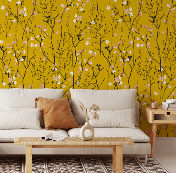 Wallpaper dengan ilustrasi vintage